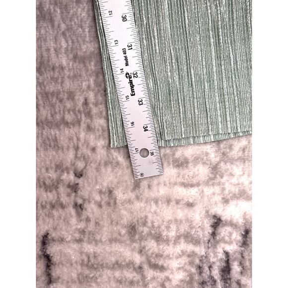 Sabina Musayev Pants Small Womens Mint Green Metallic Plisse Pleat Wide Leg - Picture 5 of 8